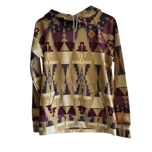Burton Dry Ride Women’s Pullover Hoodie Sweatshirt Purple Tan Aztec Size Small